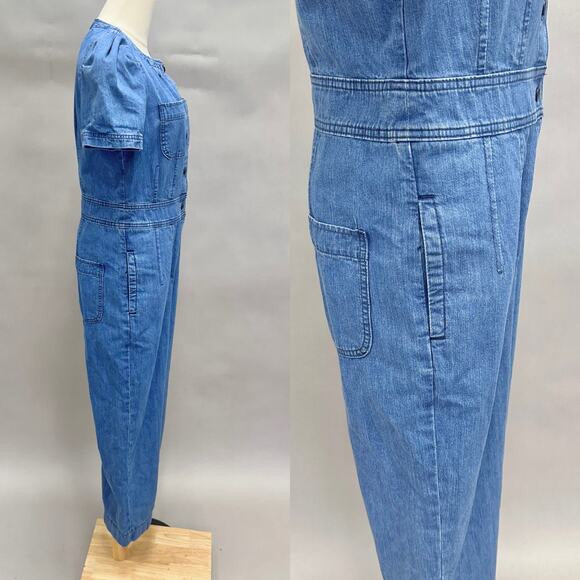 J. Crew Point Sure Patch-pocket utility jumpsuit in indigo denim Size 4 Wide Leg - Picture 6 of 16
